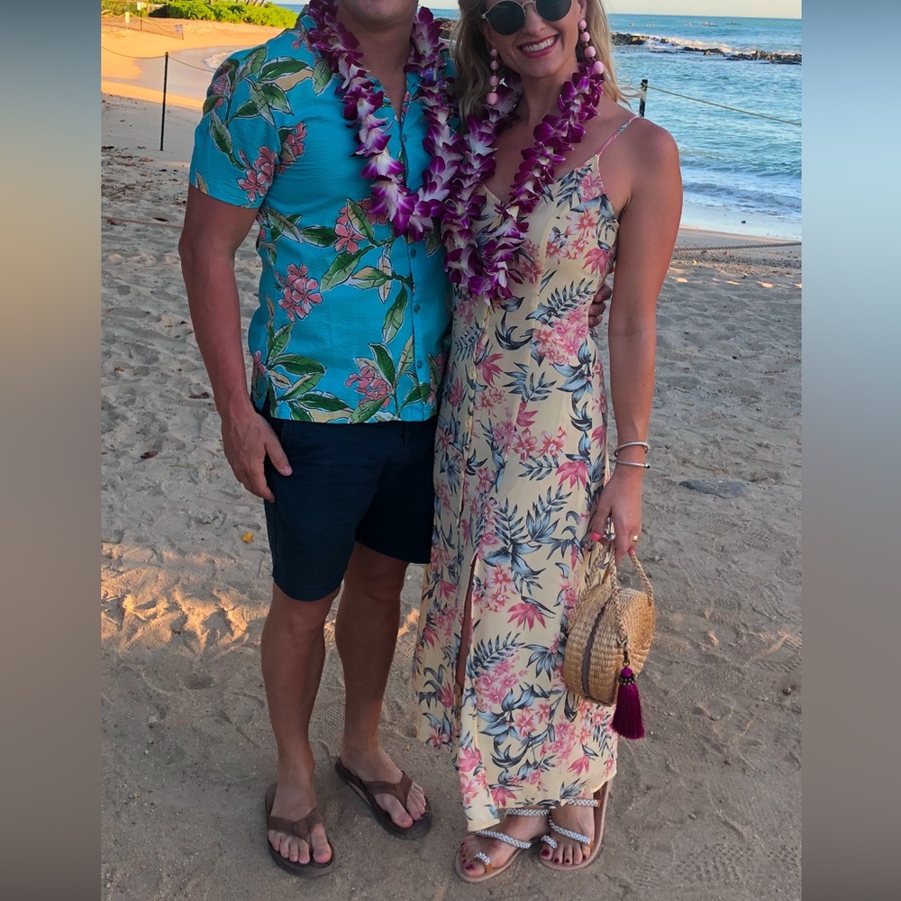 Tropical Pattern midi sun dress